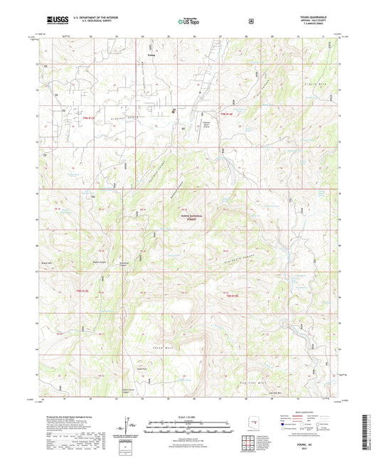 Young Arizona US Topo Map Image