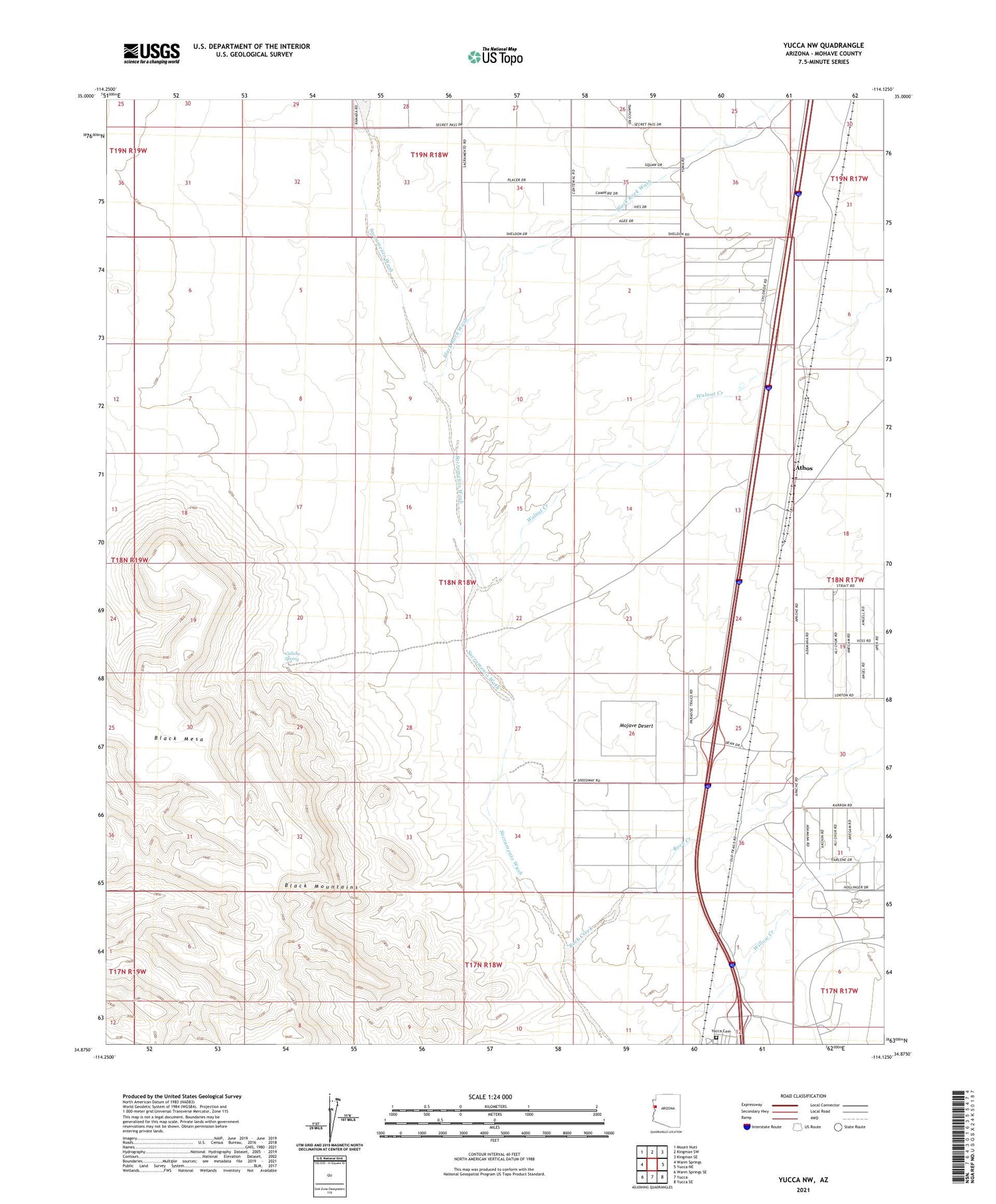 Yucca NW Arizona US Topo Map Image