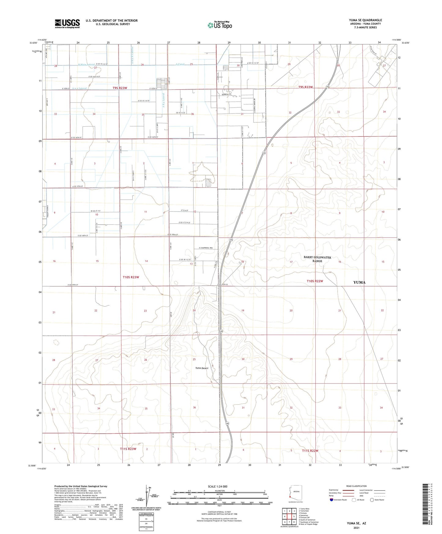 Yuma SE Arizona US Topo Map Image