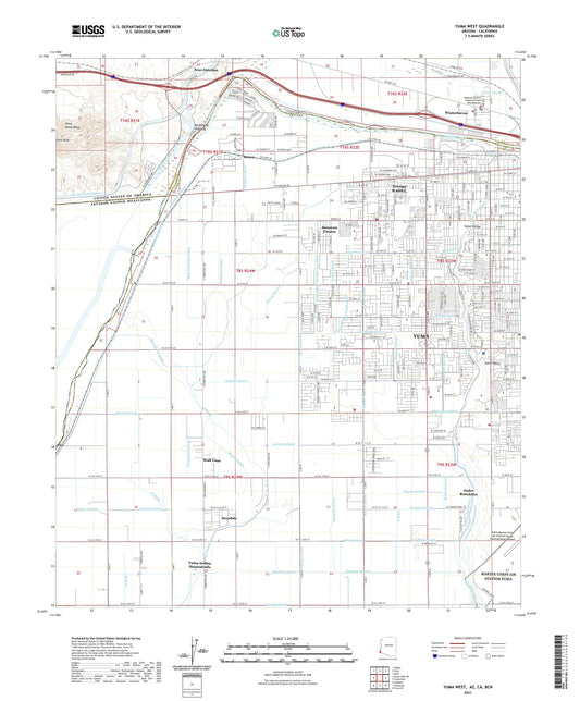 Yuma West Arizona US Topo Map Image