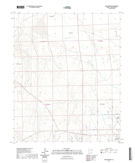 Zion Reservoir Arizona US Topo Map Image