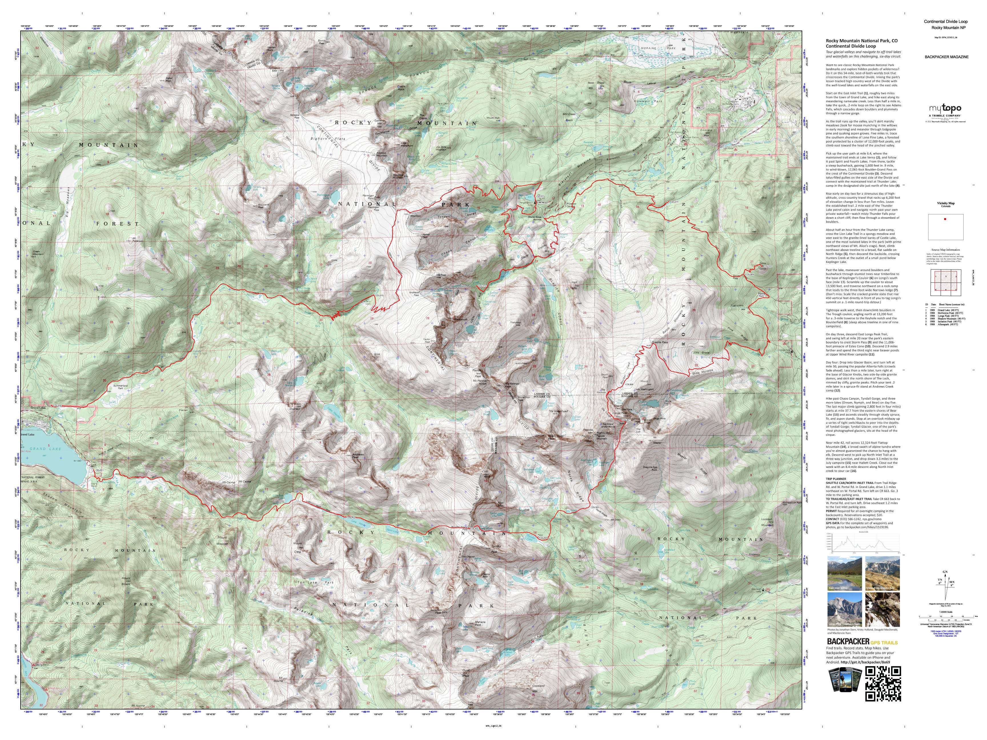 Continental Divide Loop Map (Rocky Mountain NP, Colorado) – MyTopo Map ...
