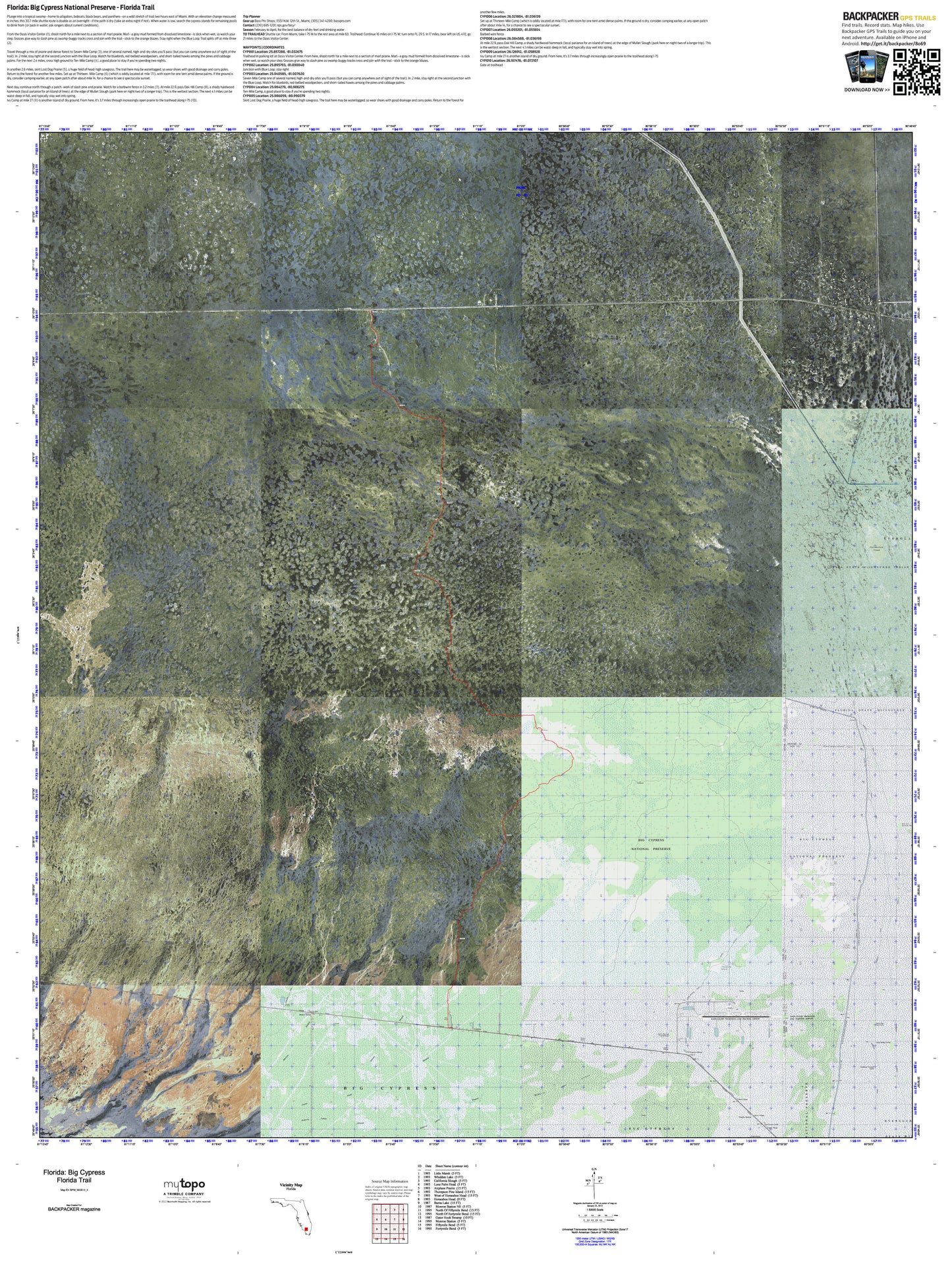 Florida Trail Map (Big Cypress NP, Florida) Image