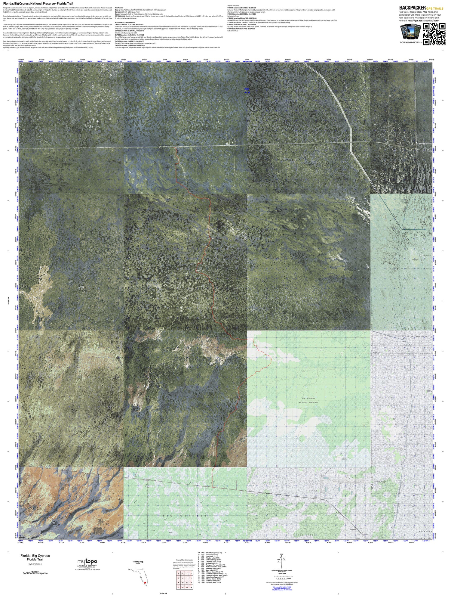 Florida Trail Map (Big Cypress NP, Florida) Image