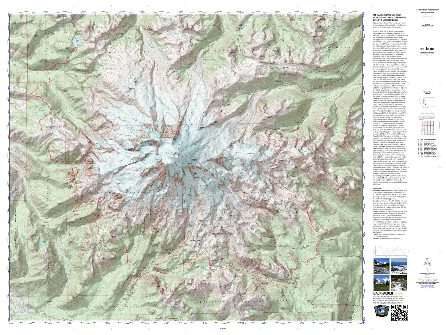 Fryingpan Creek to Mowich Lake Map (Mt. Rainier National Park, Washington) Image