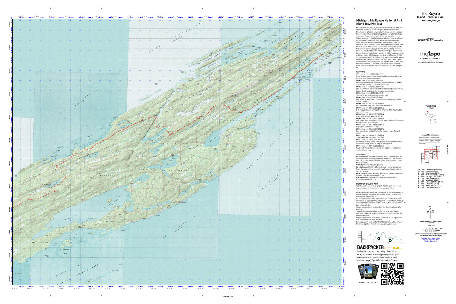Island Traverse East Map (Isle Royale NP, Michigan) Image