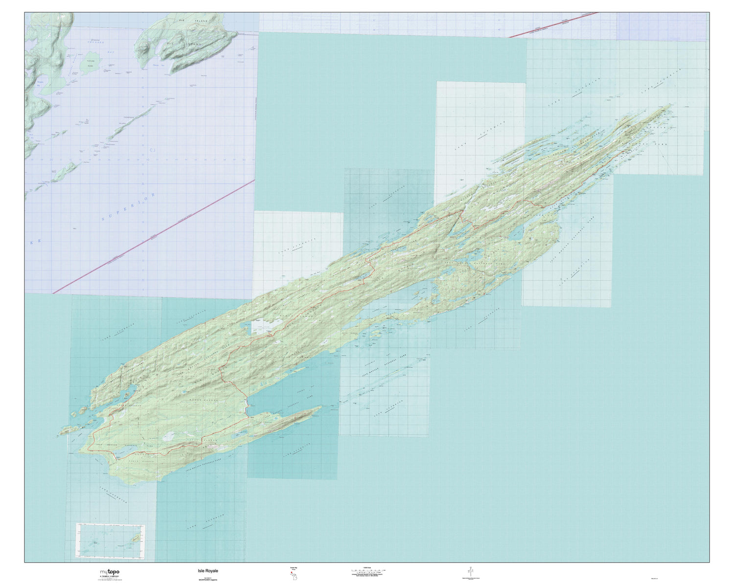Isle Royale Wall Map (Isle Royale NP, Michigan) Image