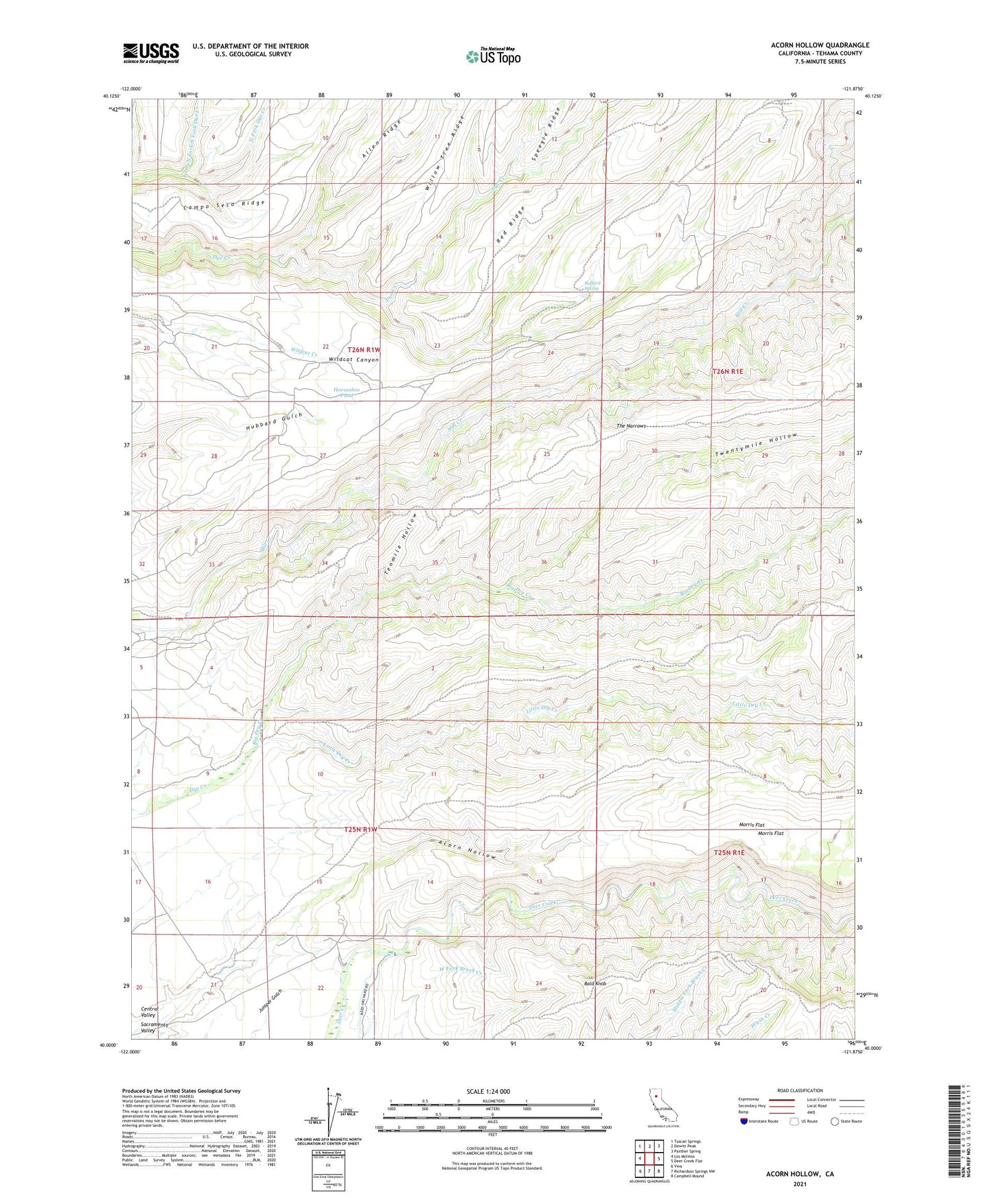 Acorn Hollow California US Topo Map Image