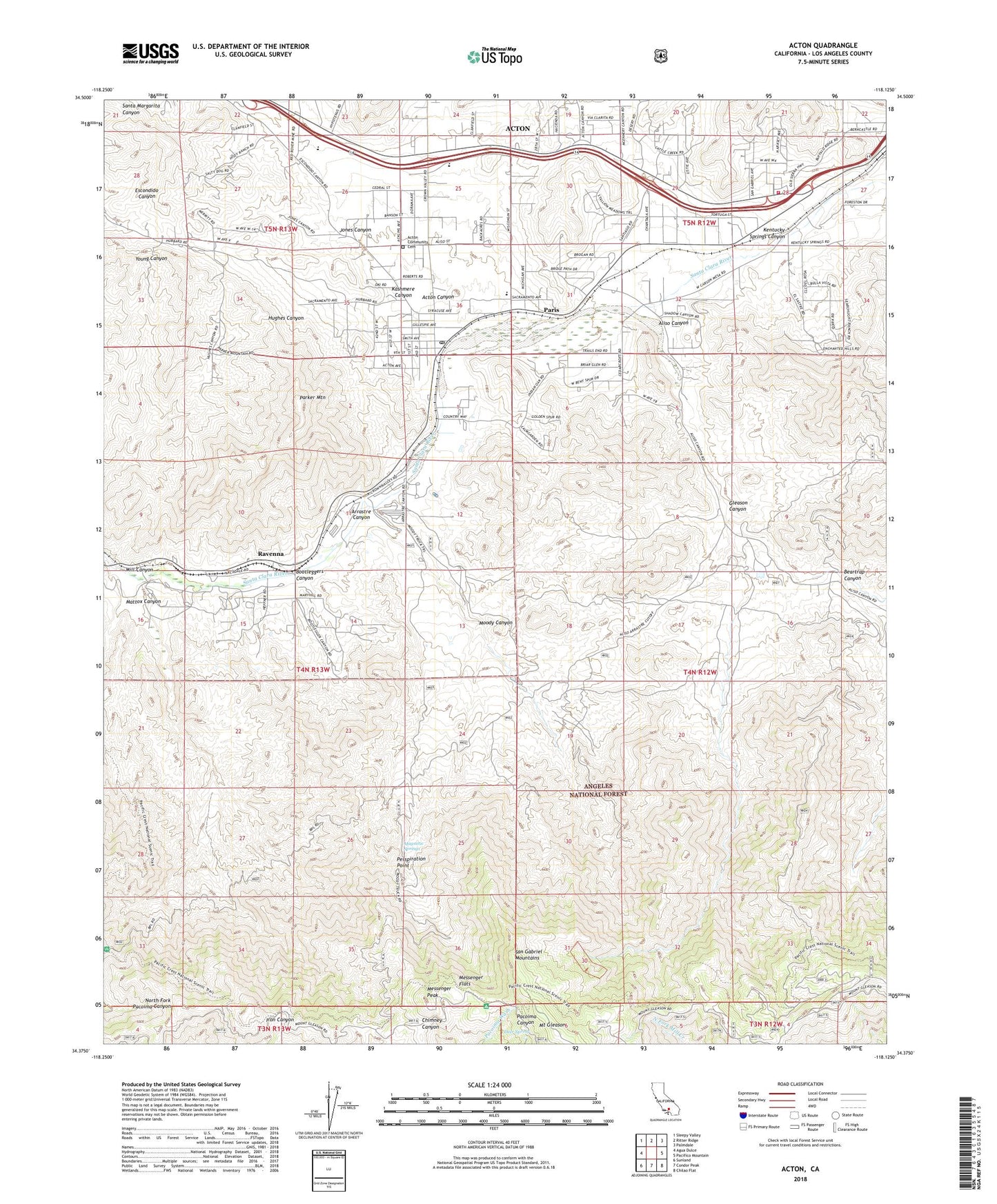 Acton California US Topo Map Image