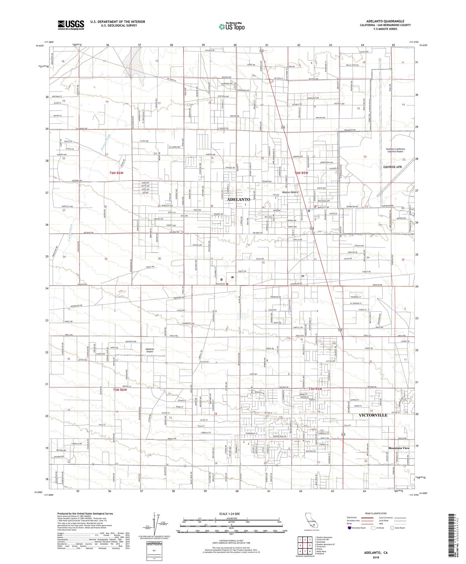 Adelanto California US Topo Map Image