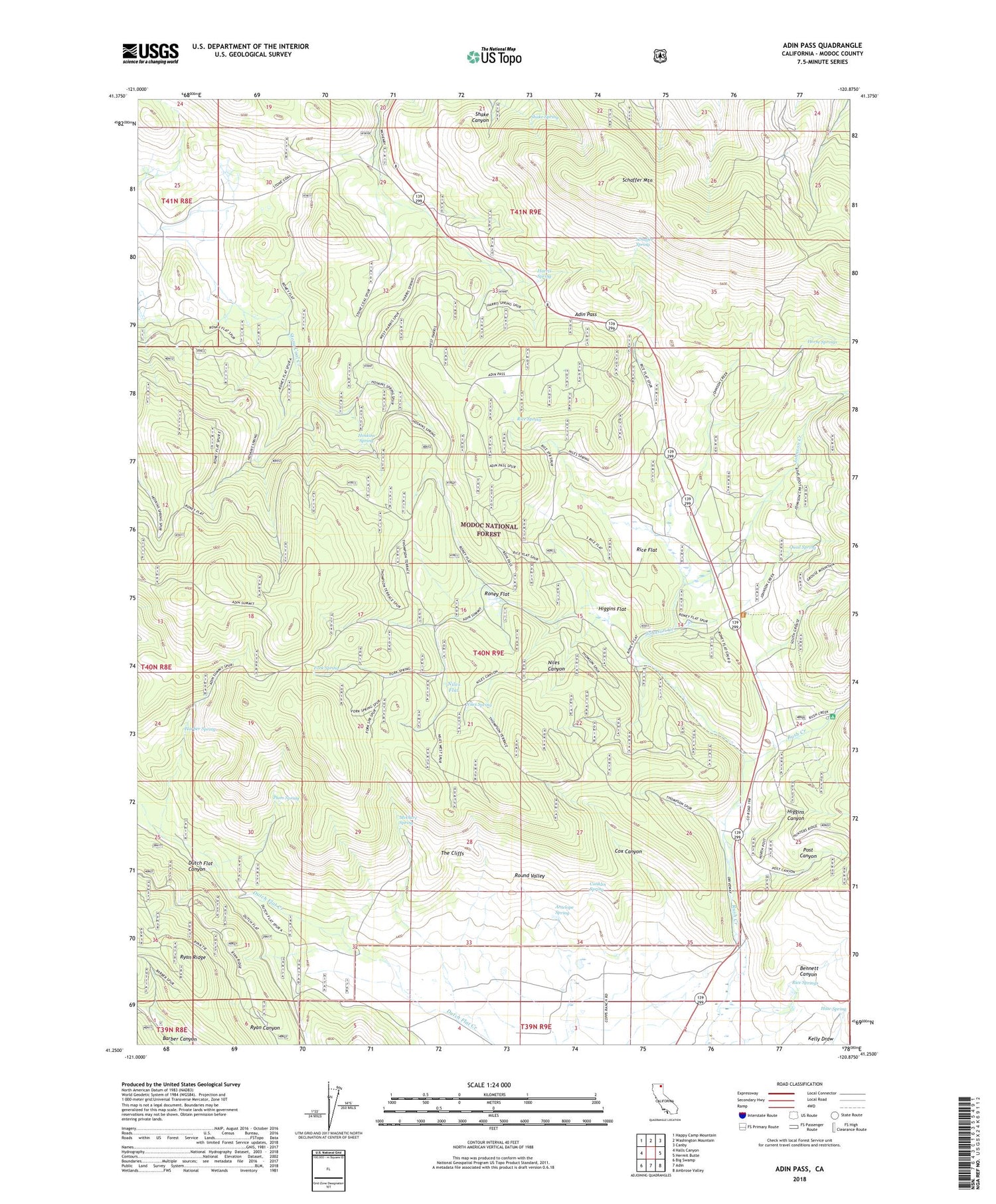 Adin Pass California US Topo Map Image