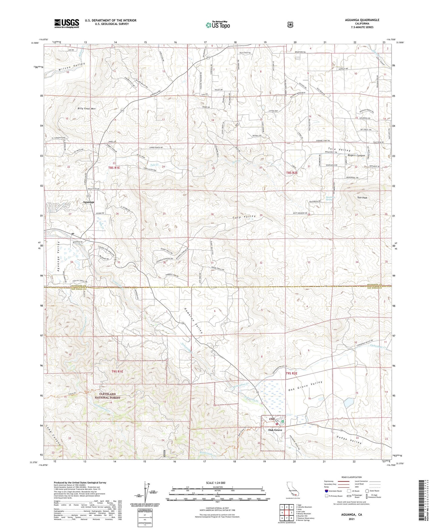 Aguanga California US Topo Map Image