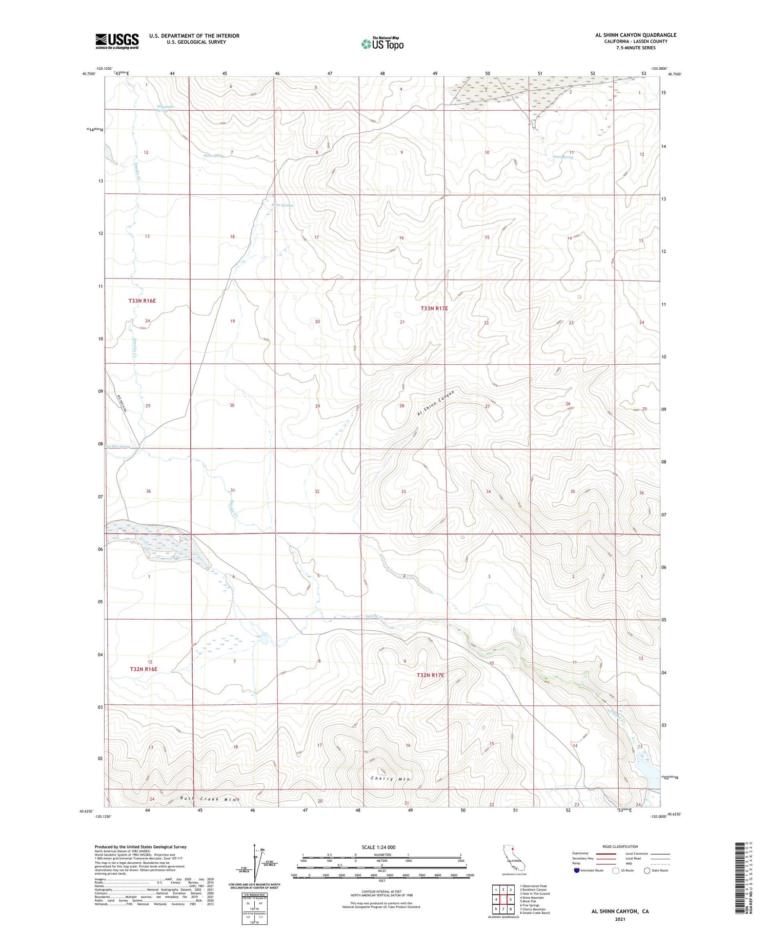 Al Shinn Canyon California US Topo Map Image