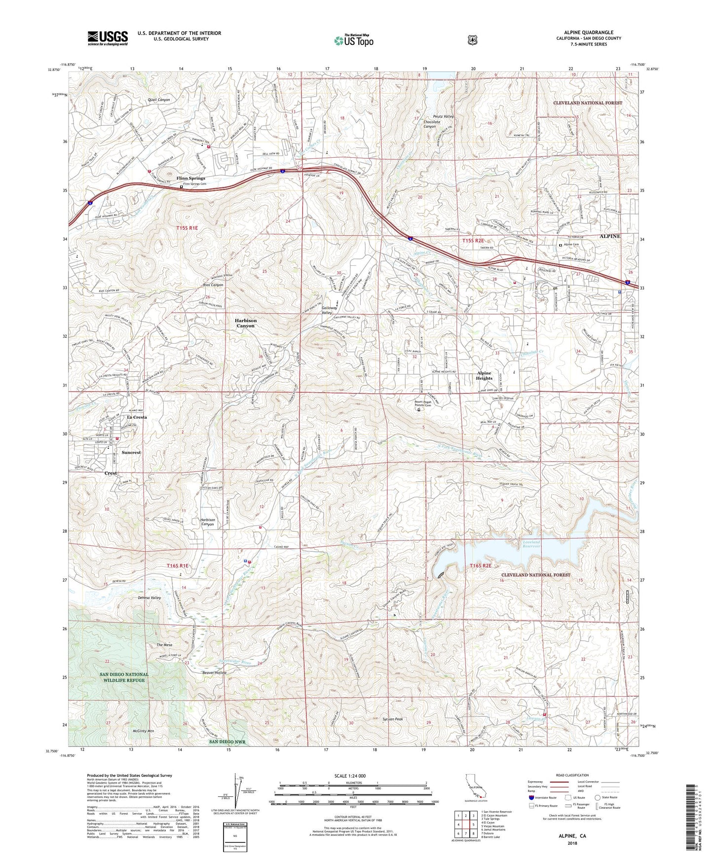 Alpine California US Topo Map Image