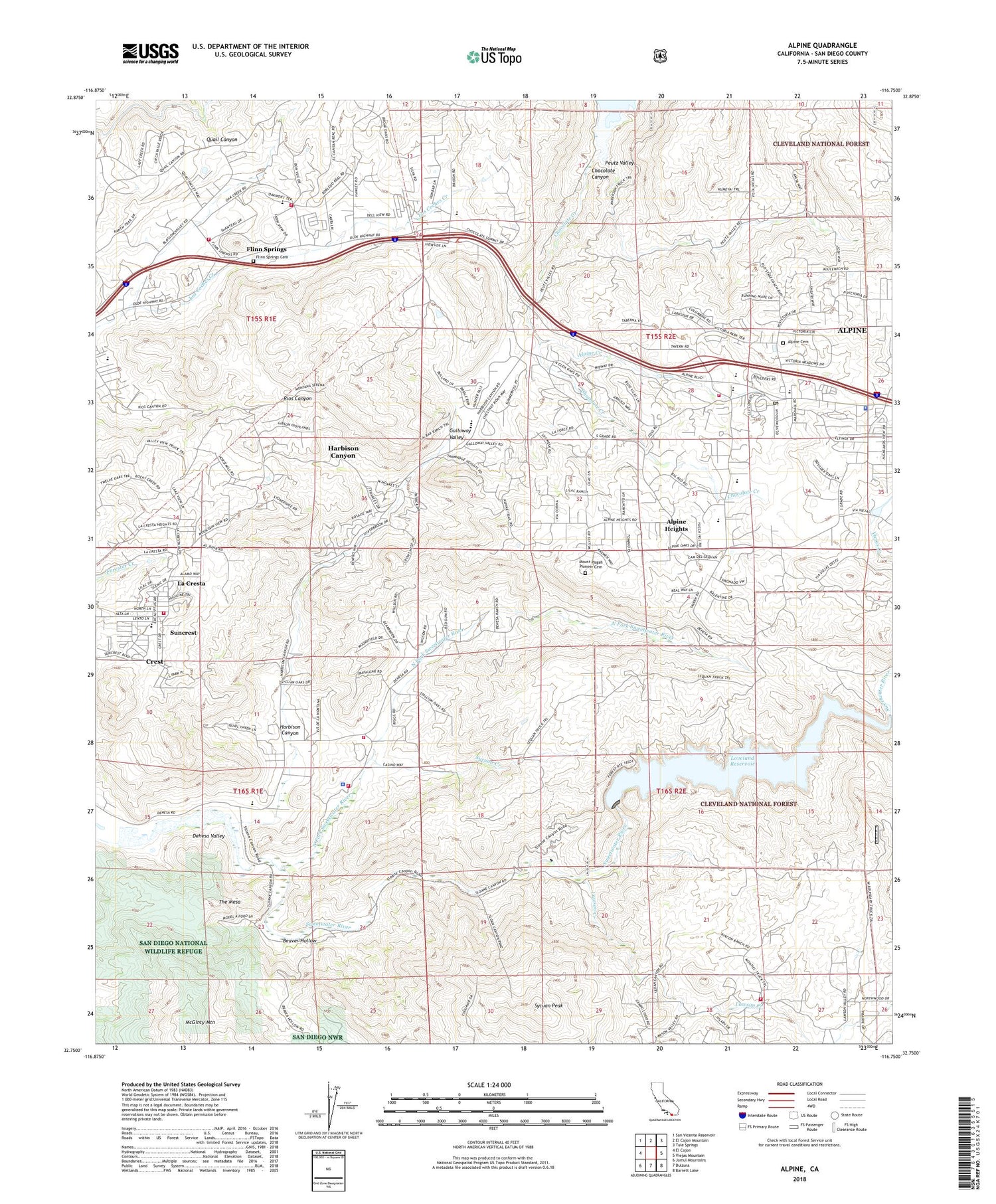 Alpine California US Topo Map Image