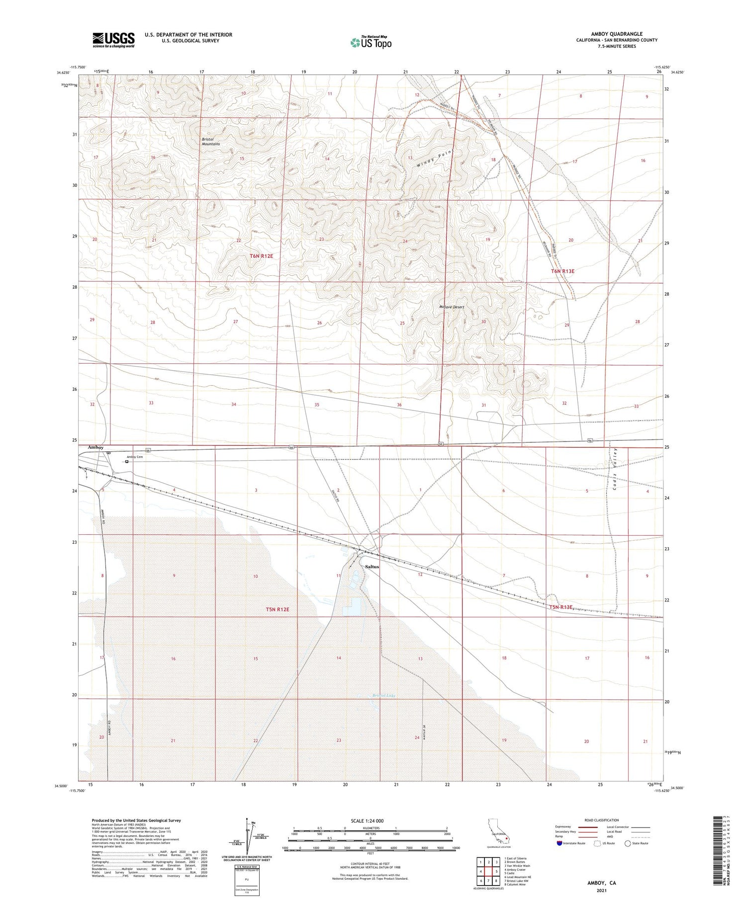 Amboy California US Topo Map Image