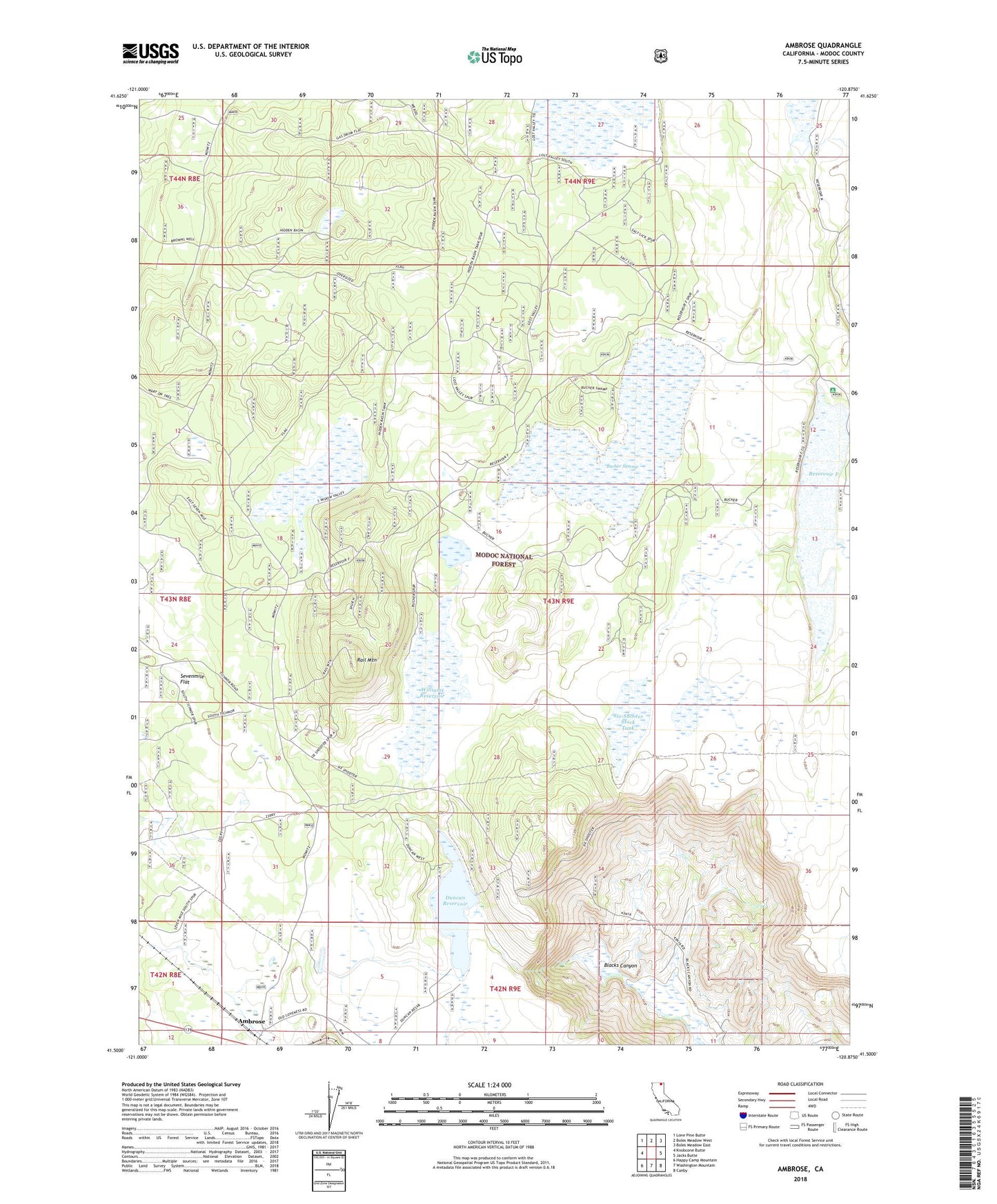Ambrose California US Topo Map Image