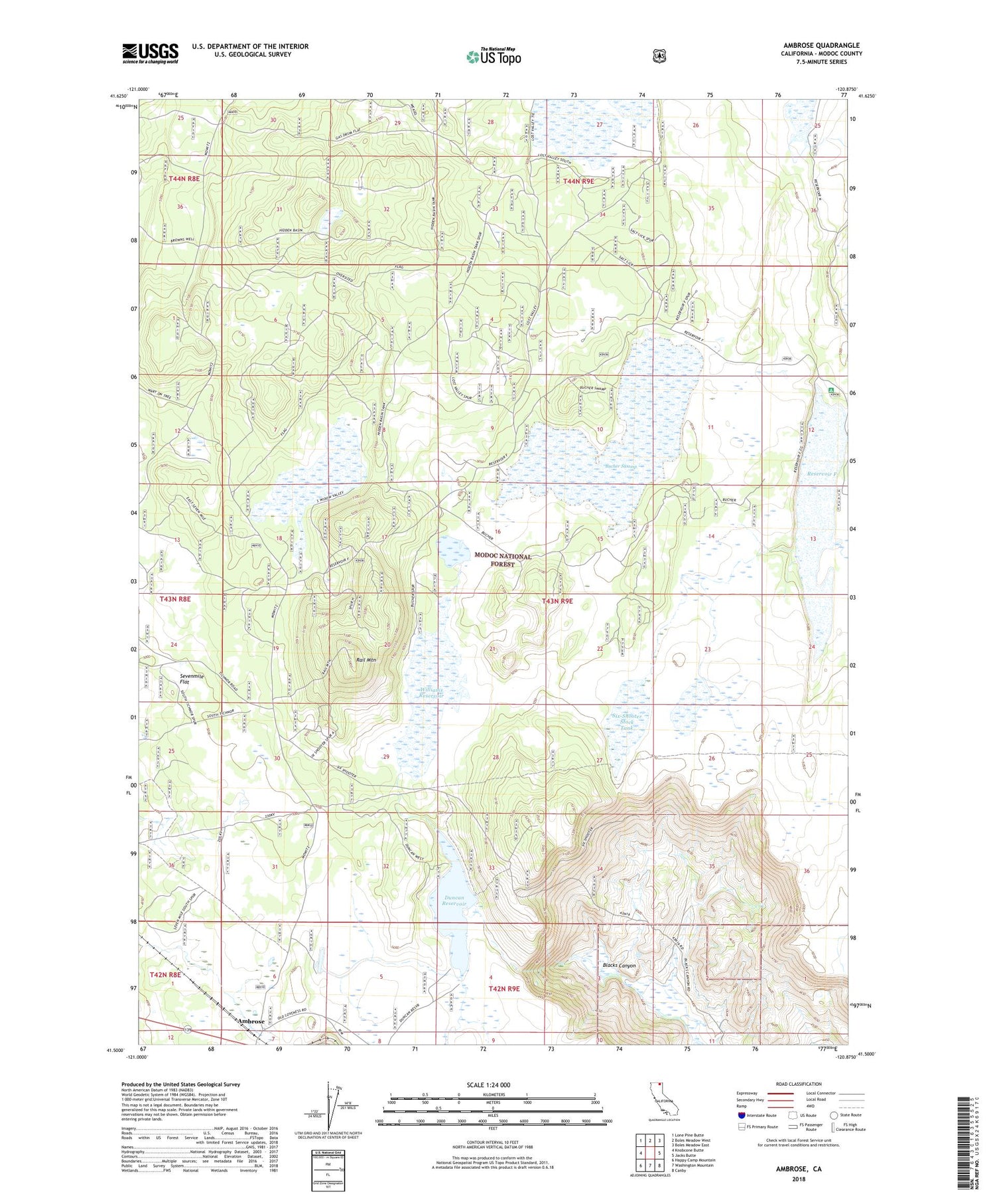 Ambrose California US Topo Map Image