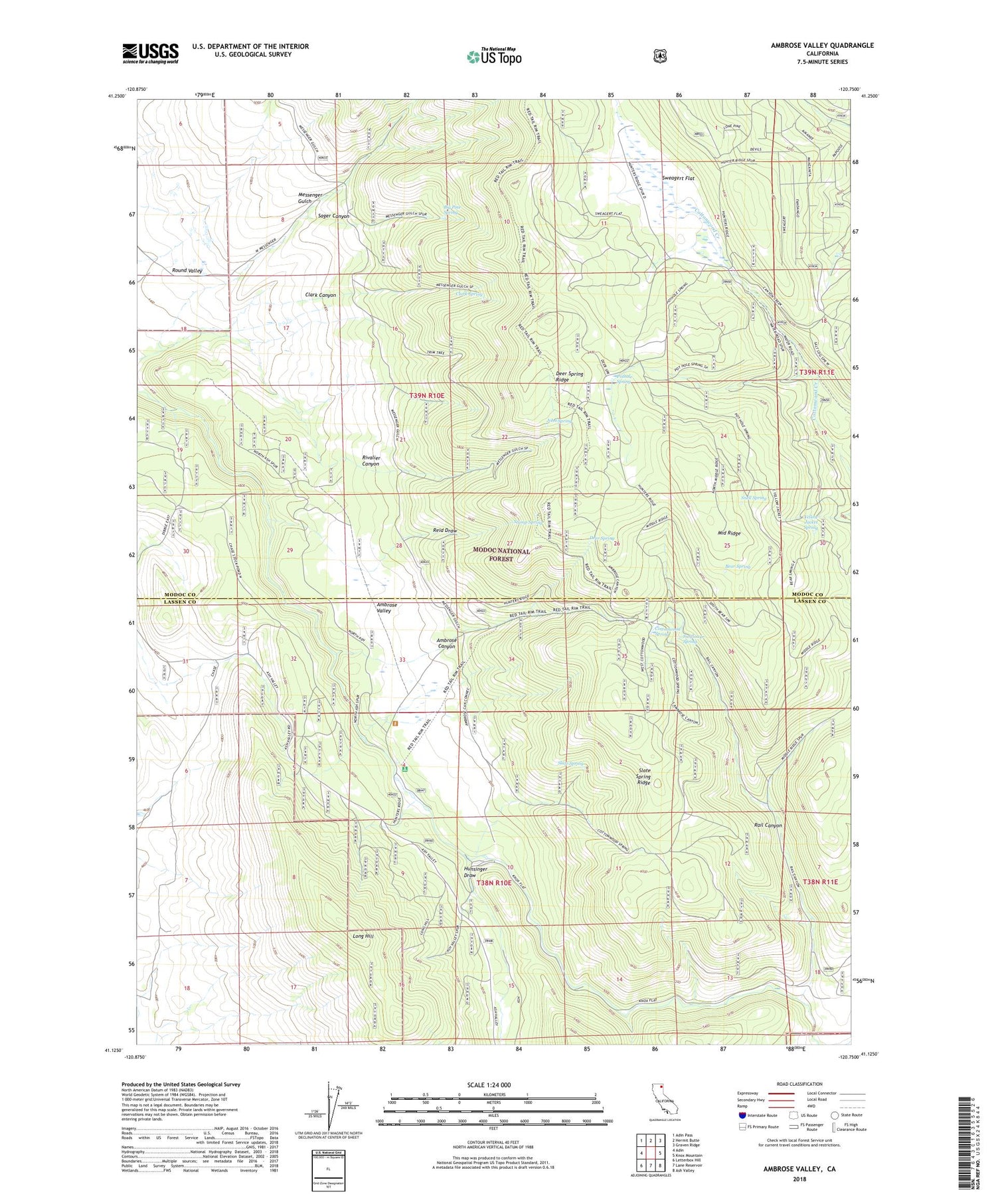 Ambrose Valley California US Topo Map Image