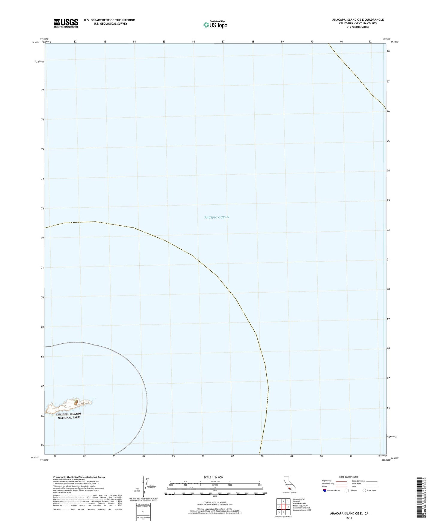 Anacapa Island OE E California US Topo Map Image