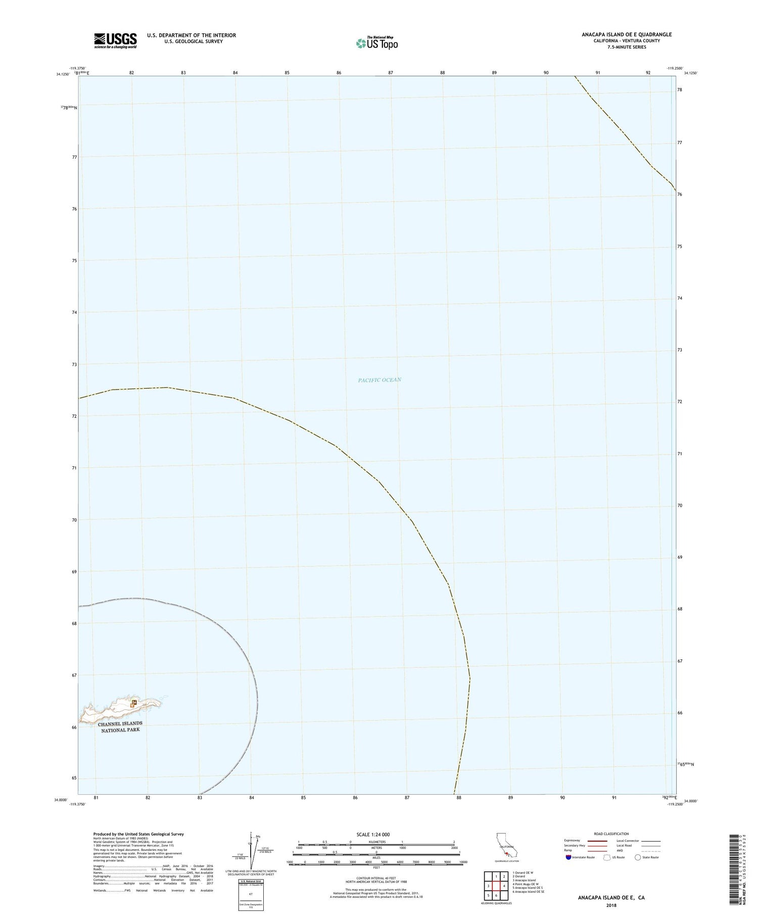 Anacapa Island OE E California US Topo Map Image
