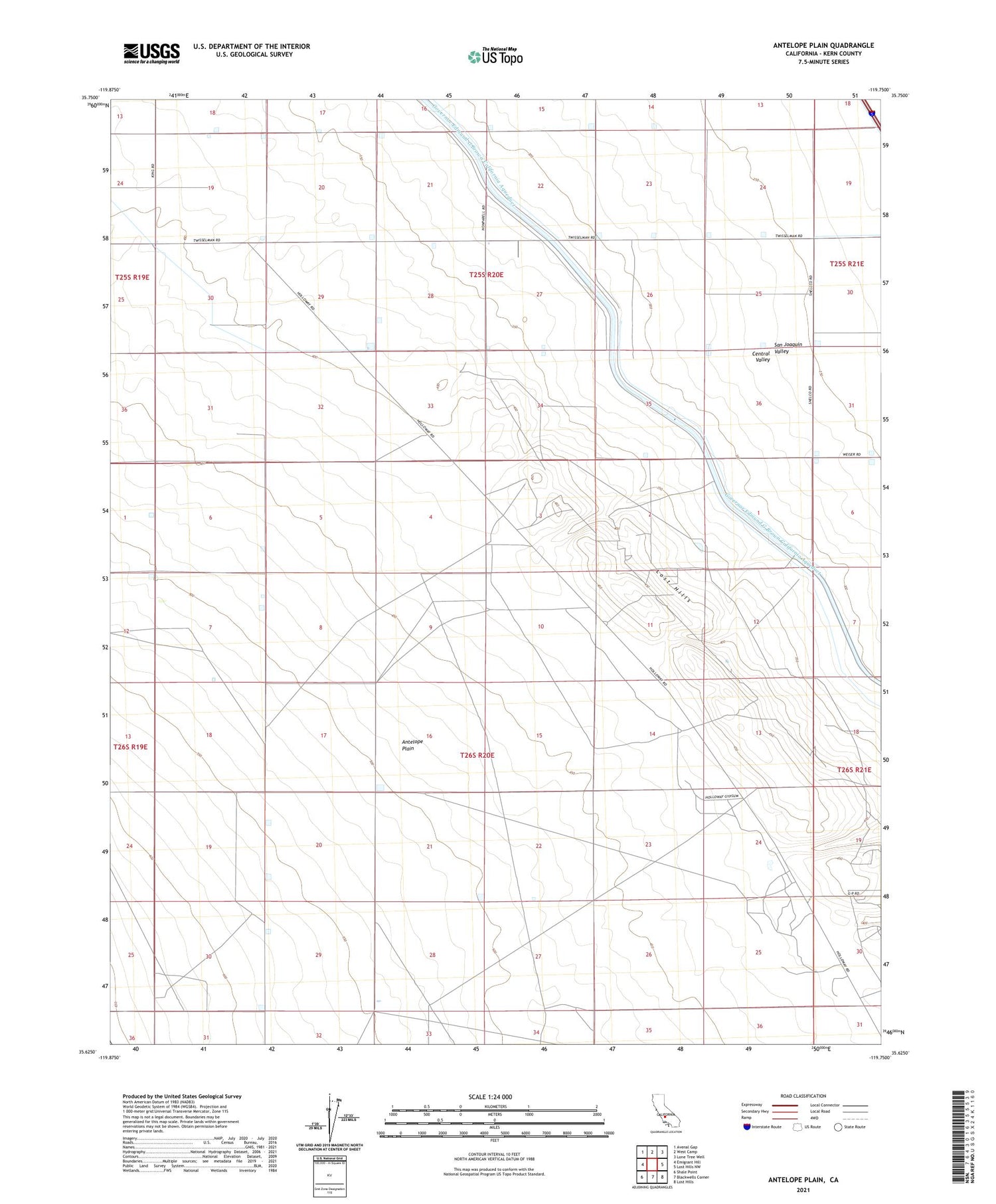 Antelope Plain California US Topo Map Image
