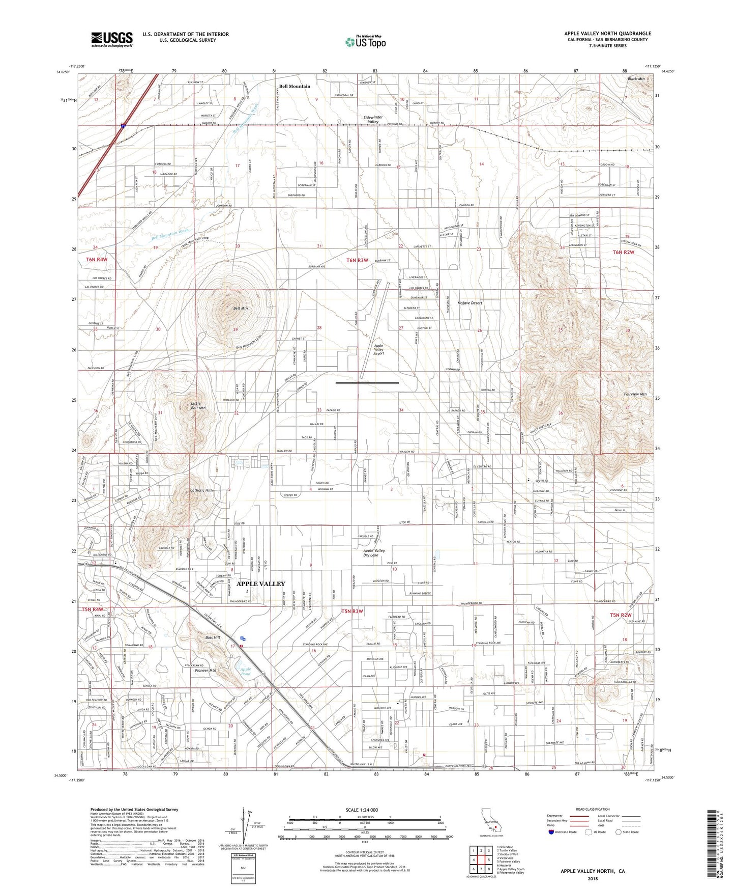 Apple Valley North California US Topo Map Image
