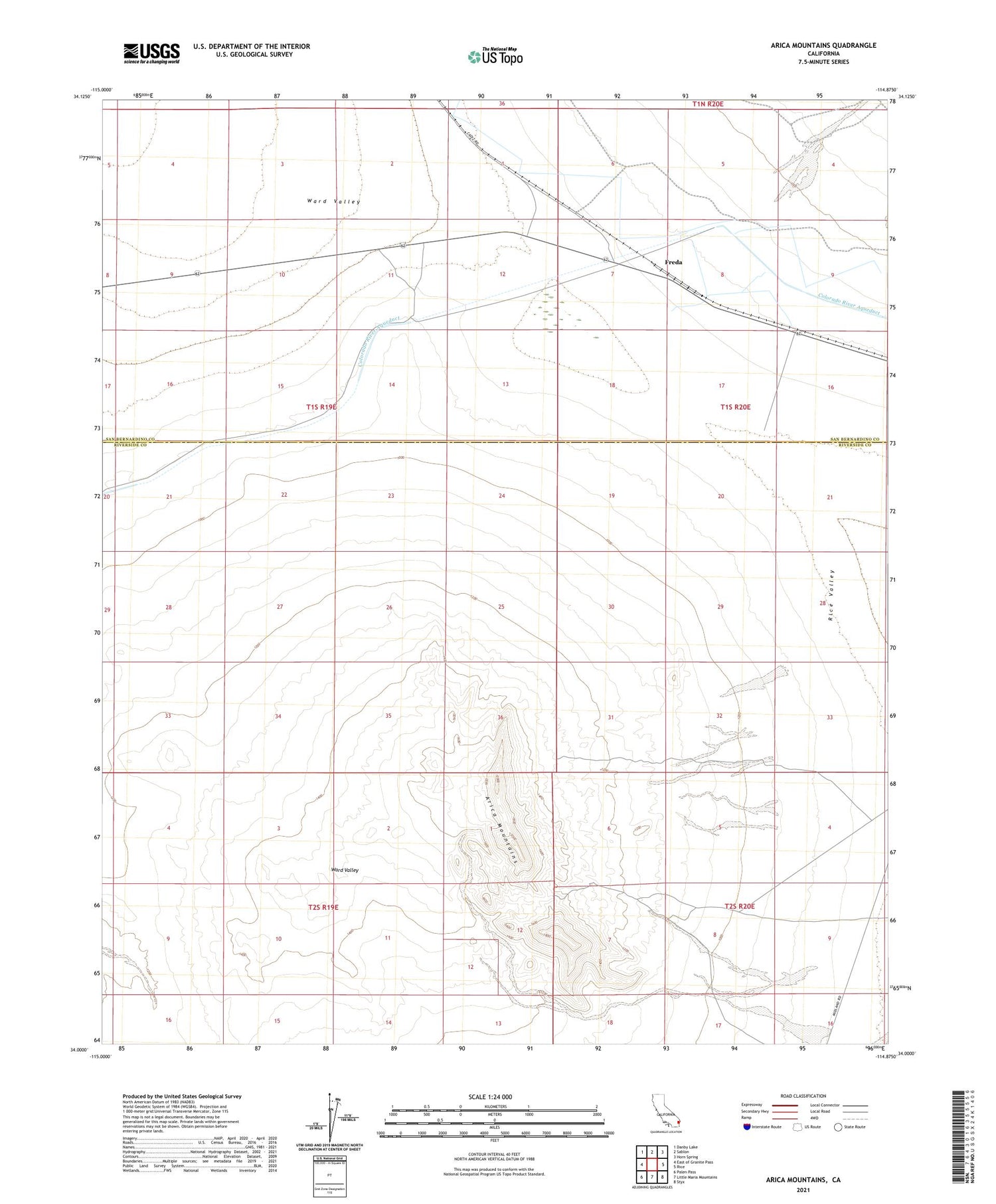 Arica Mountains California US Topo Map Image