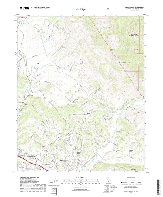 Arroyo Grande NE California US Topo Map Image