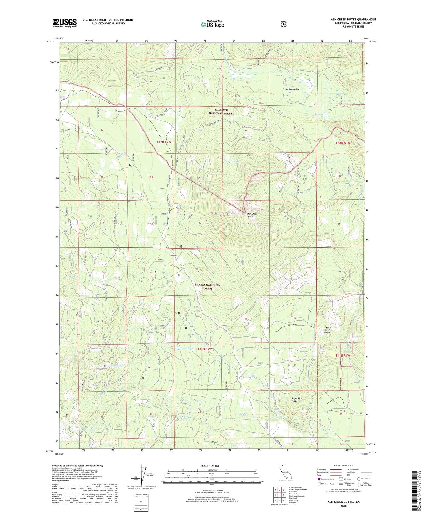 Ash Creek Butte California US Topo Map Image