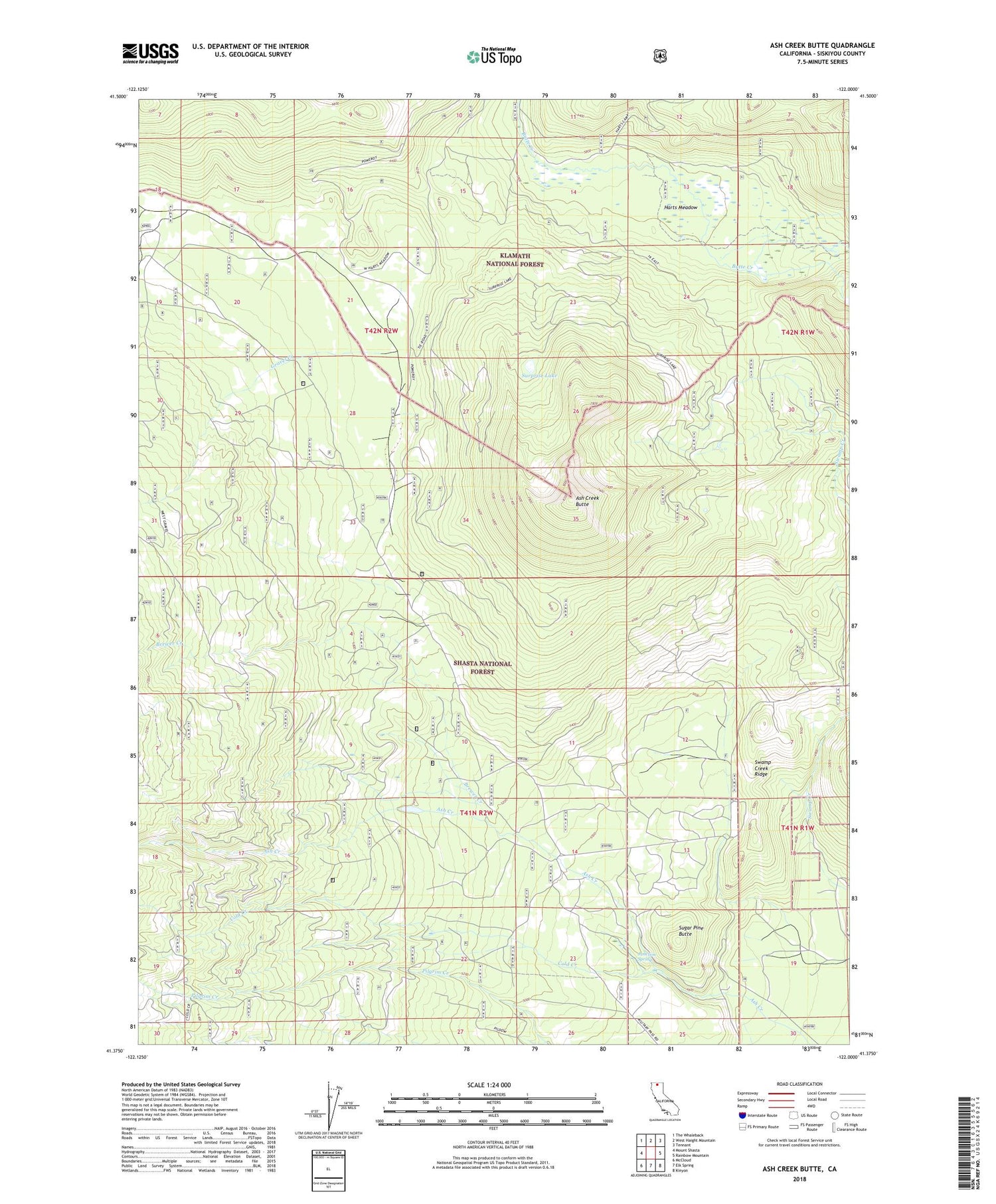 Ash Creek Butte California US Topo Map Image