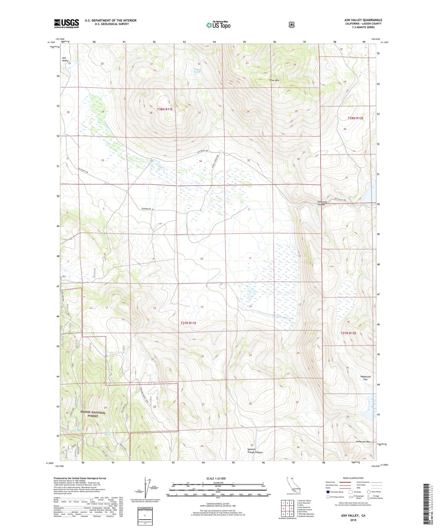 Ash Valley California US Topo Map Image