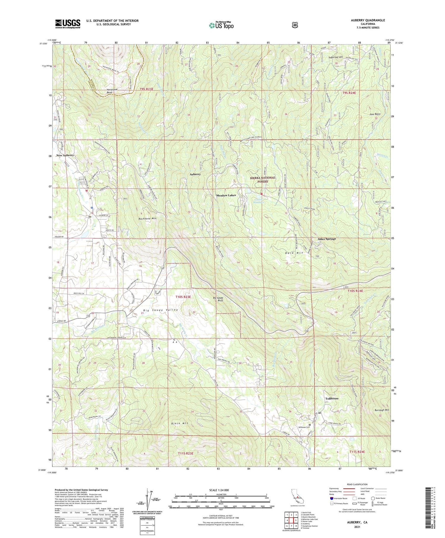 Auberry California US Topo Map Image