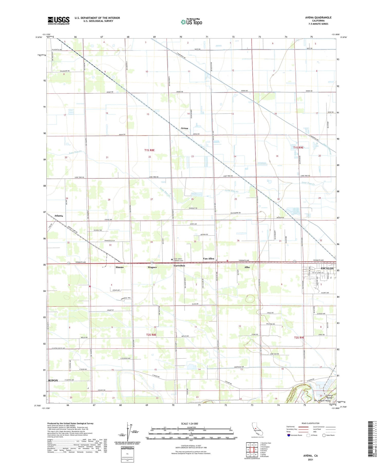 Avena California US Topo Map Image