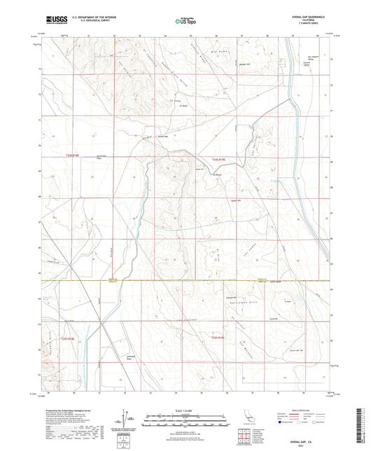 Avenal Gap California US Topo Map Image