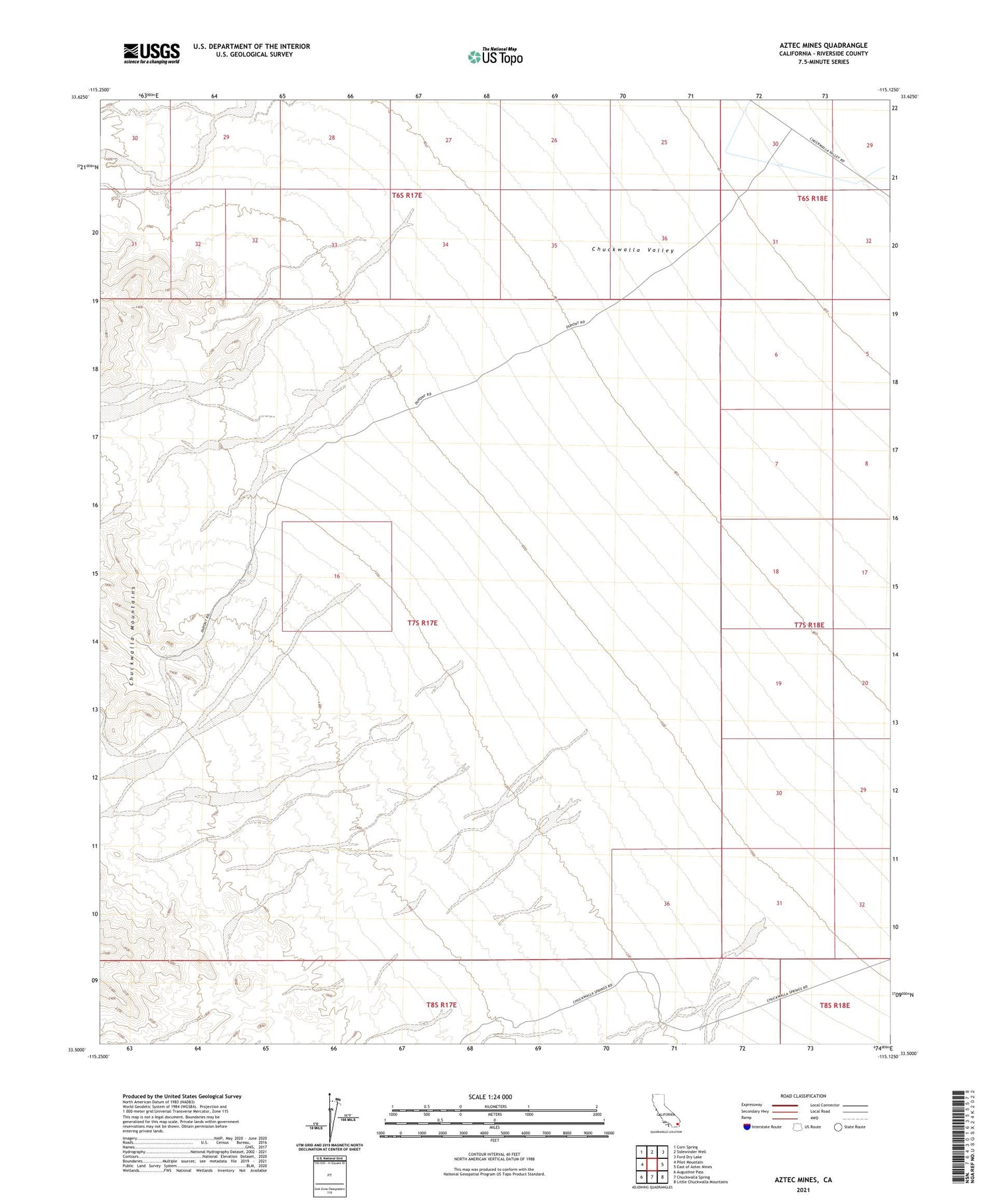 Aztec Mines California US Topo Map Image