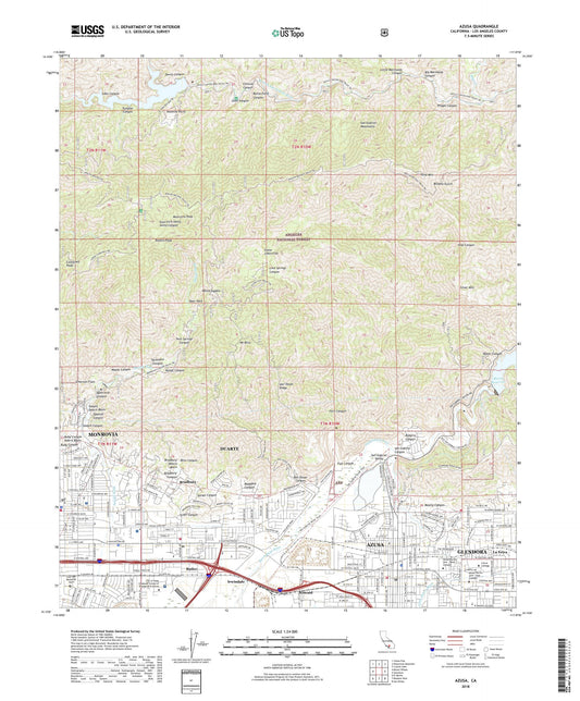 Azusa California US Topo Map Image