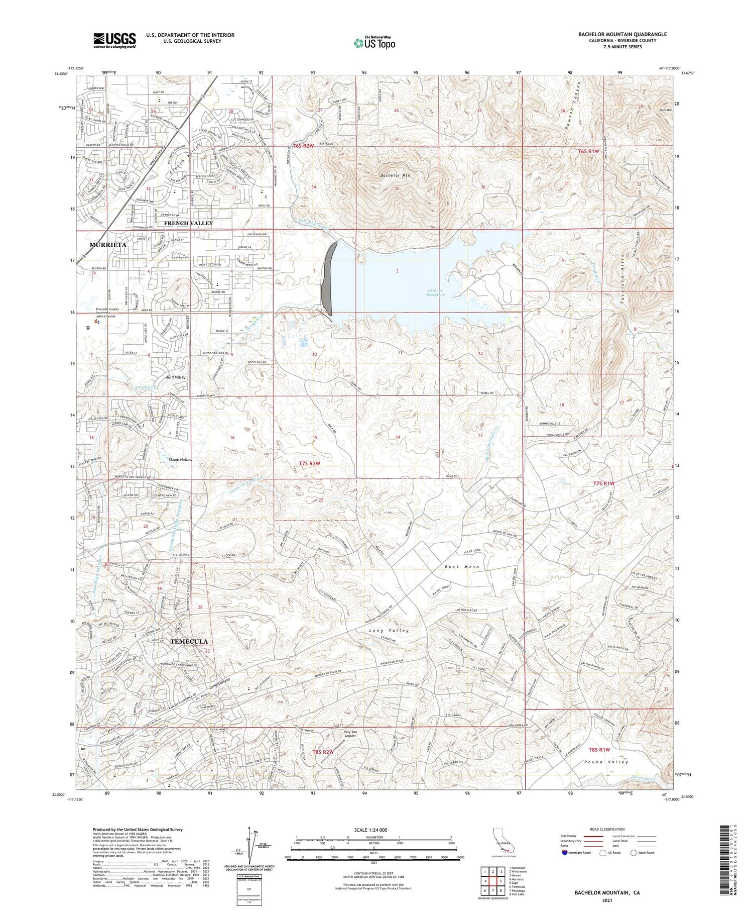 Bachelor Mountain California US Topo Map Image