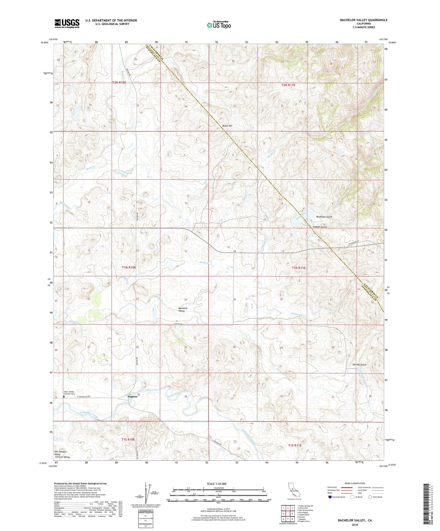 Bachelor Valley California US Topo Map Image