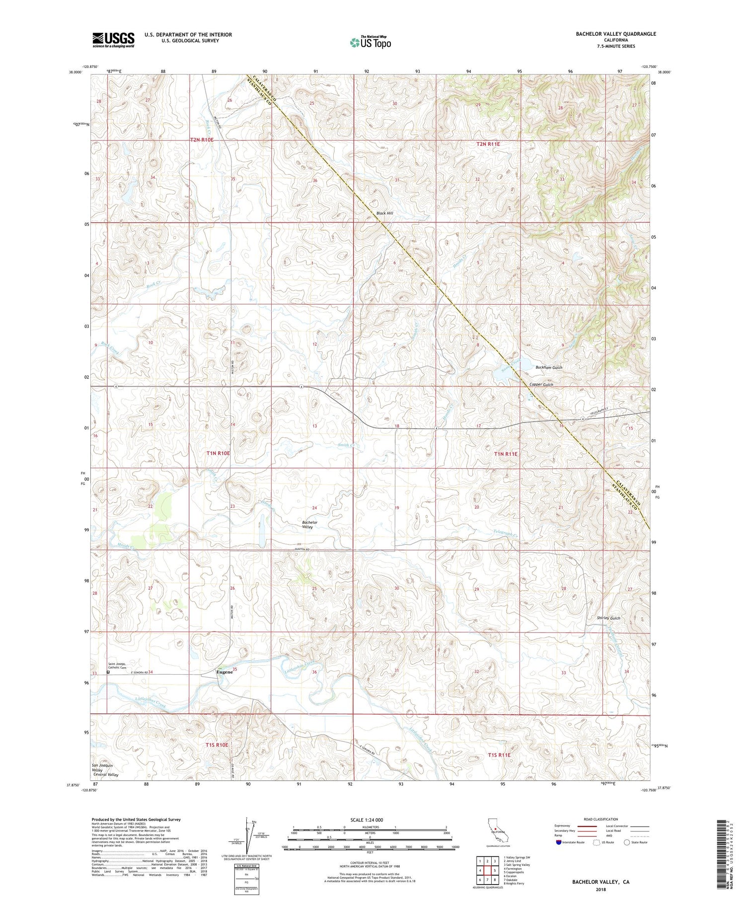 Bachelor Valley California US Topo Map Image