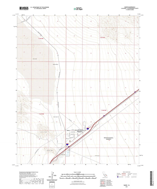 Baker California US Topo Map Image