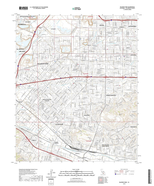 Baldwin Park California US Topo Map Image