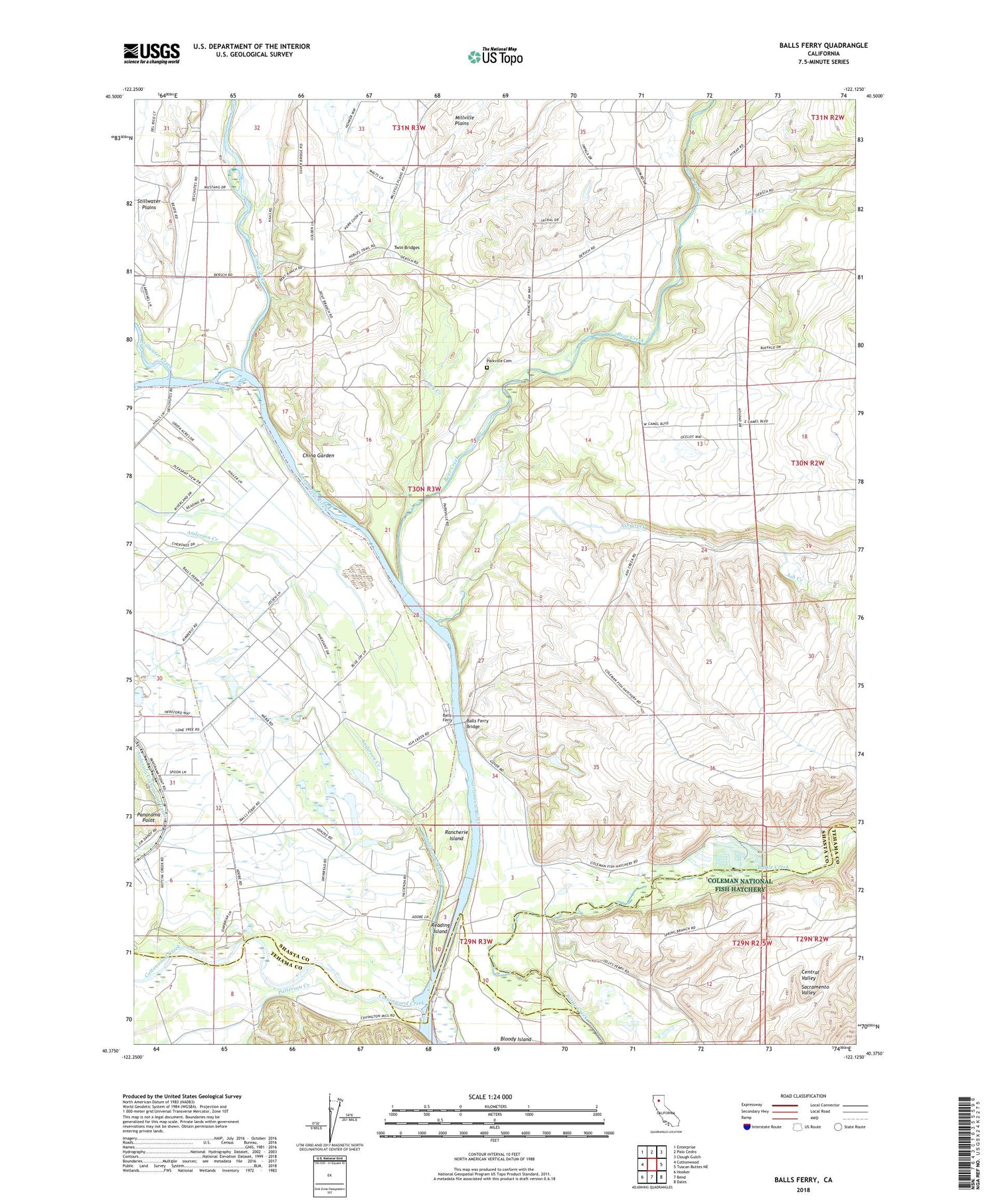 Balls Ferry California US Topo Map Image