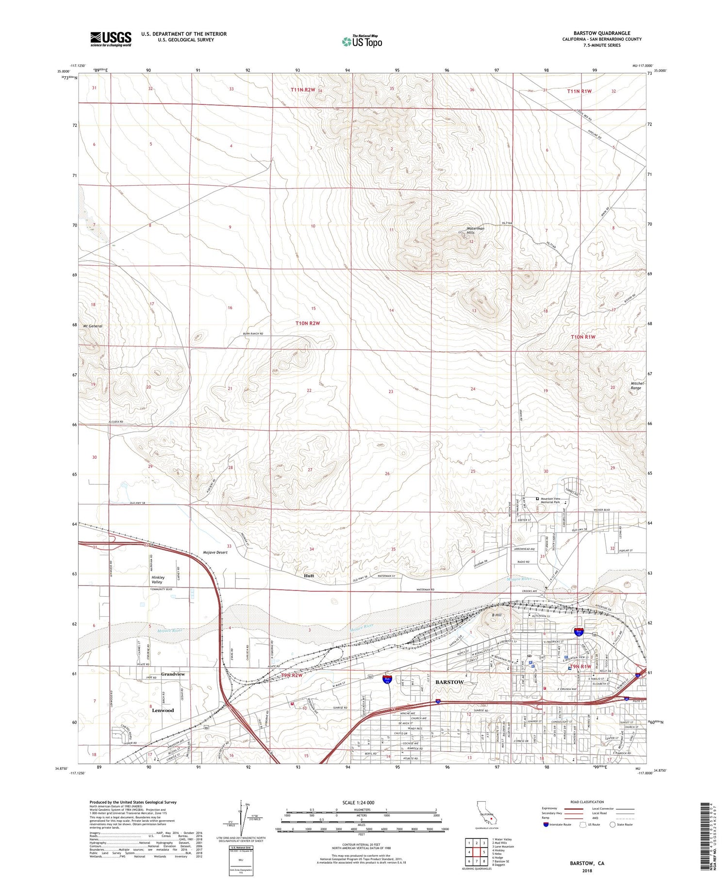 Barstow California US Topo Map Image