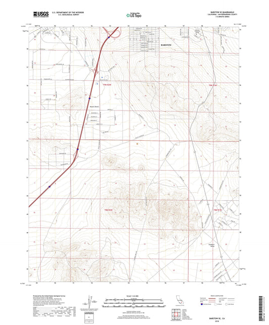 Barstow SE California US Topo Map Image