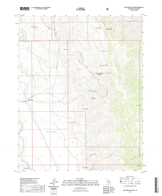 Bee Springs Canyon California US Topo Map Image