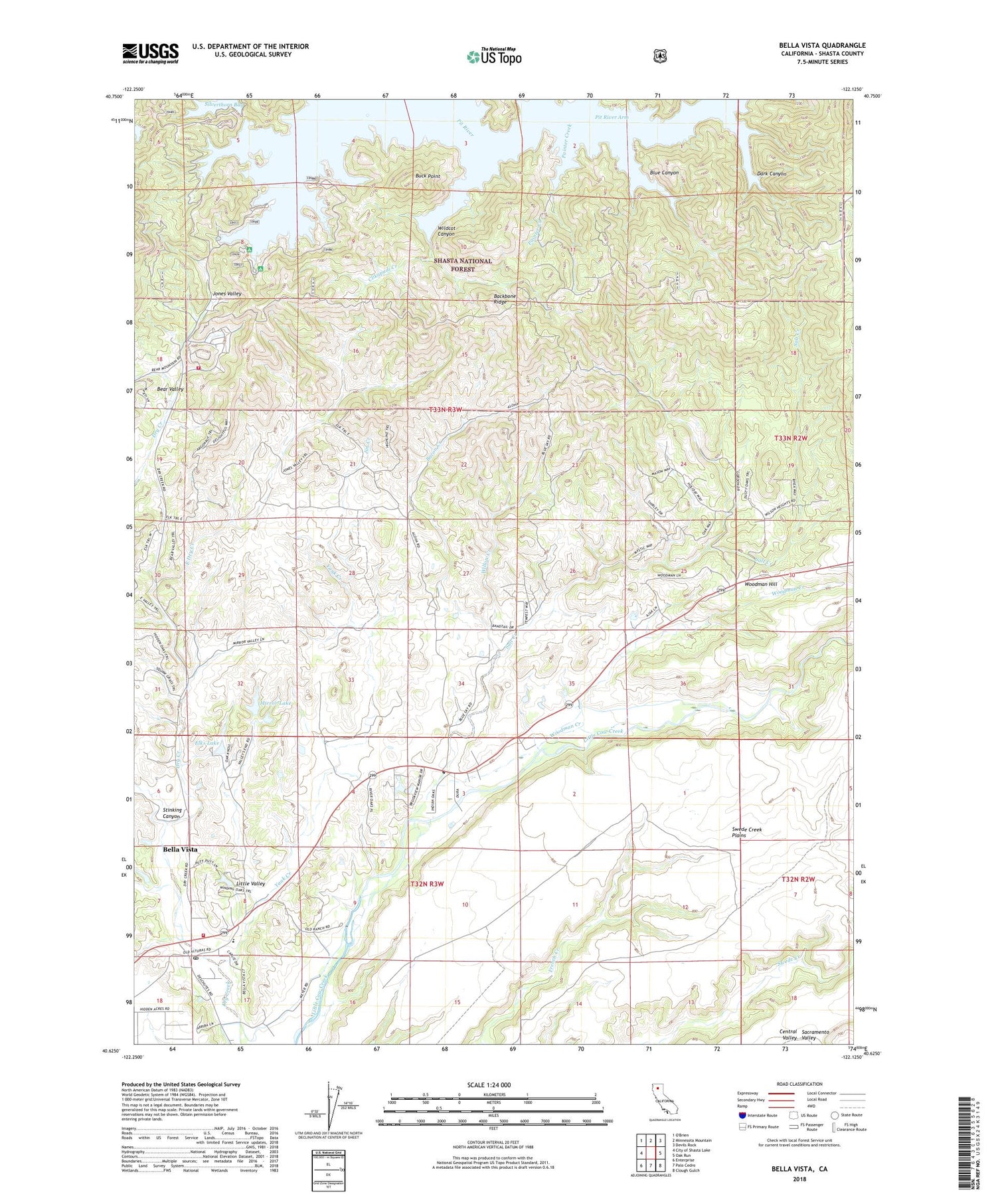 Bella Vista California US Topo Map Image
