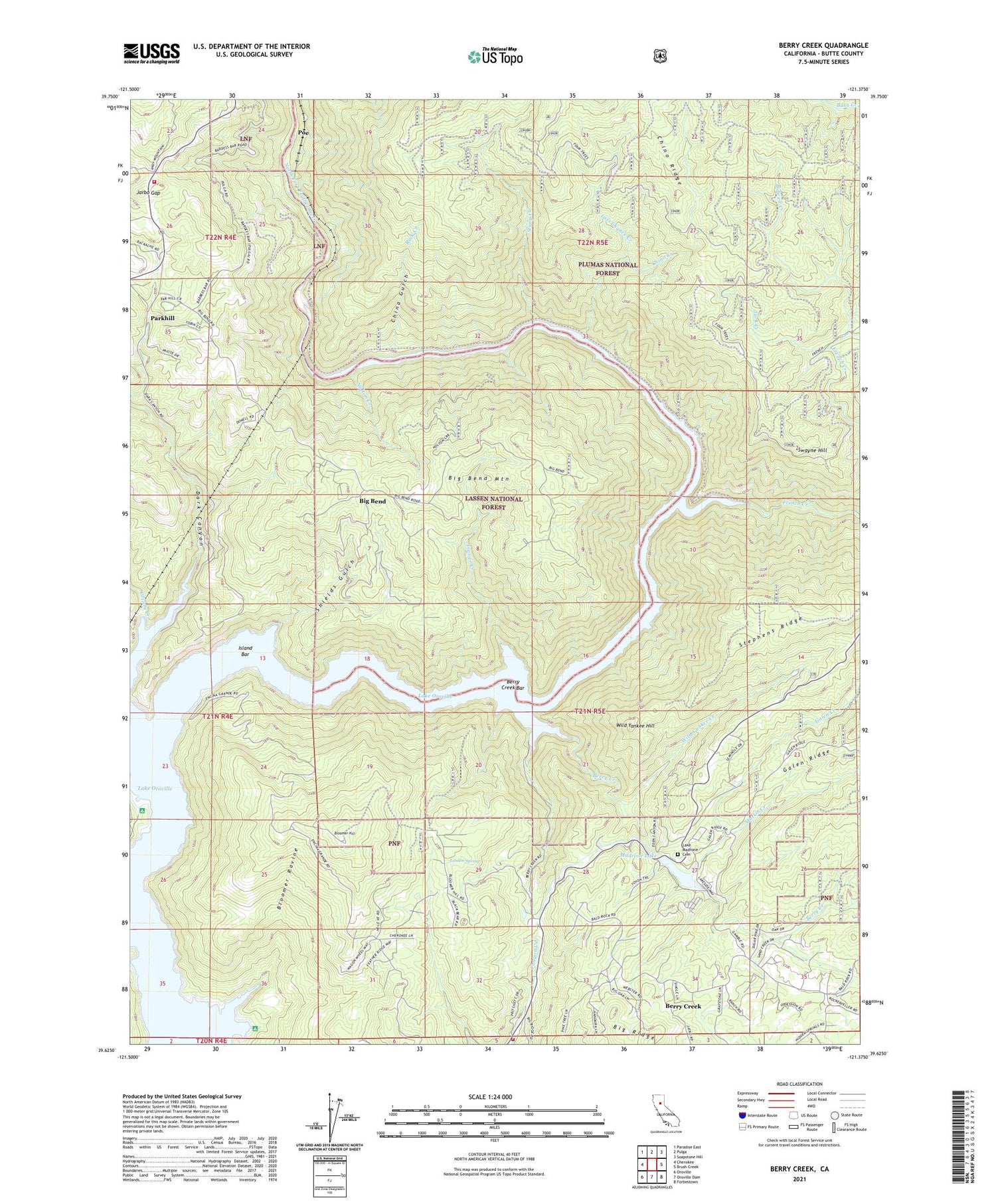 Berry Creek California US Topo Map Image