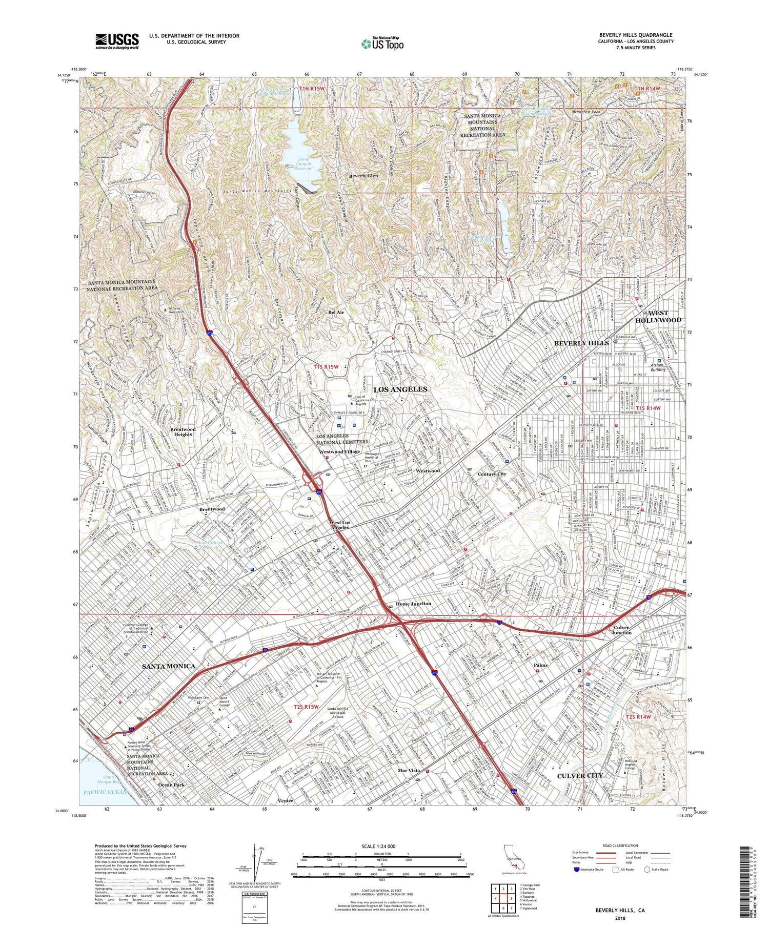 Beverly Hills California US Topo Map Image