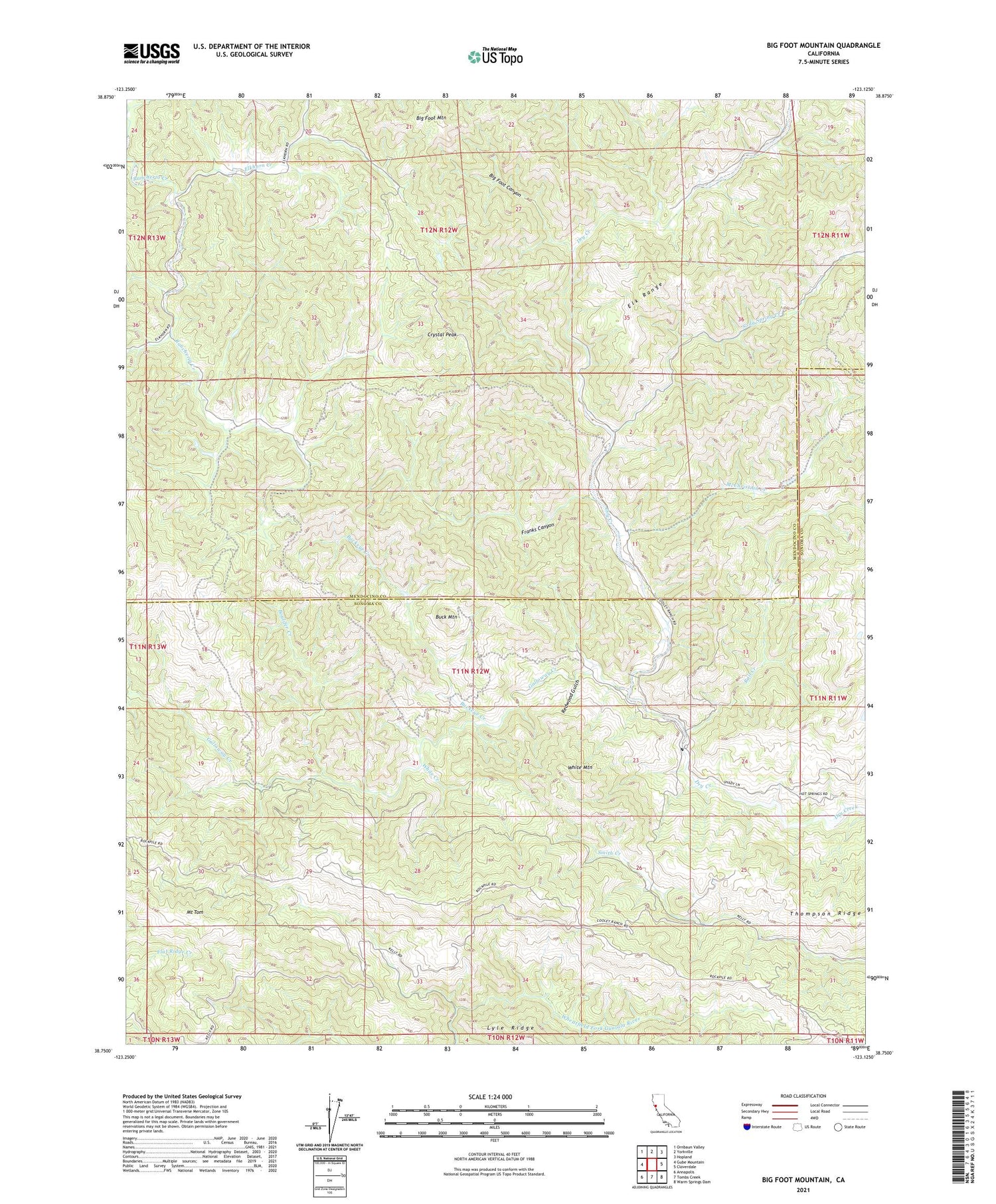 Big Foot Mountain California US Topo Map Image